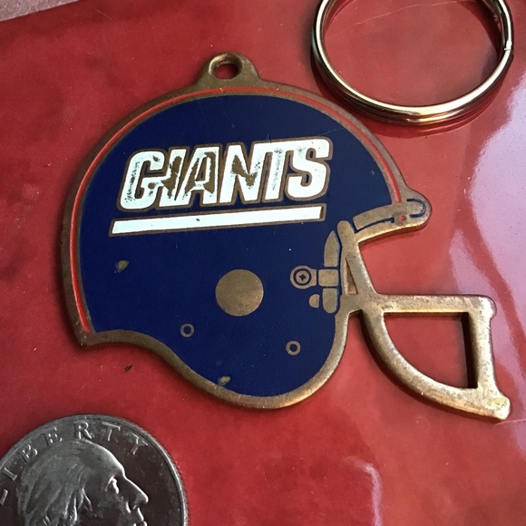 Vintage New York Giants NFL Football Helmet Keychain Ornament Brass - Picture 6 of 15